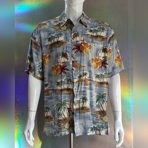 HOLLIS RIVER Tropical Print Men's Shirt LARGE